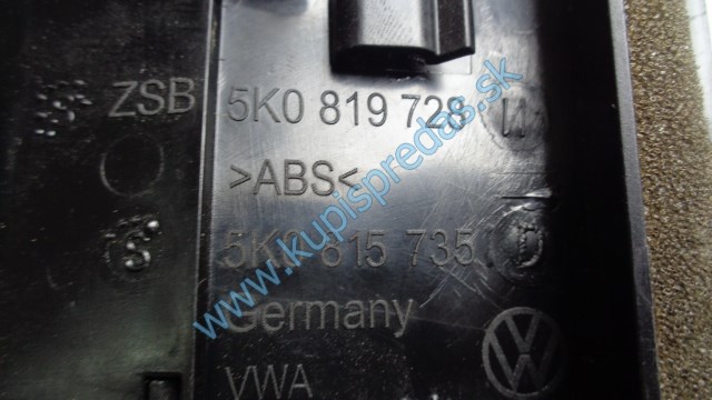 strený výduch kúrenia na vw volkswagen golf 6, 5K0819728, 5K0815736D